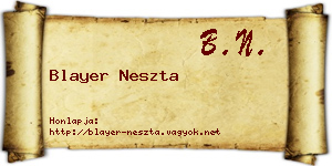 Blayer Neszta névjegykártya